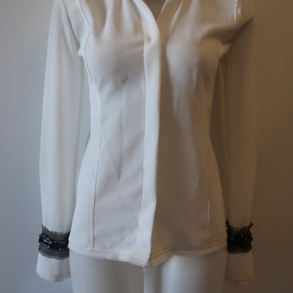 CHRISTINA MAKOWSKY RHINESTONE COLLAR BLOUSE S * - Picture 6 of 16